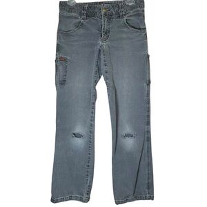 Red Ants Pants Womens Straight Cut Gray Jeans Work Carpenter Distressed Sz 29x31